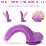 Liquid Silicone Simulated Penis - Realistic Styling, Double Layer Process, External Softness And Internal Hardness, Built In Keel With Adjustable Shape, Strong Suction Cup (Purple)
