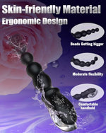 Vibrating Anal Beads Butt Plug - Silicone Anal Beads Prostate Massager with 10 Vibration Modes, Rechargeable Flexible Anal Vibrator with Pull Ring Design, Friendly Anal Trainer for Men Women Couples