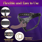 Strap-On Dildo Harness for Men, Women, and Couples - Adjustable Vegan Leather Belt with 2 ORings