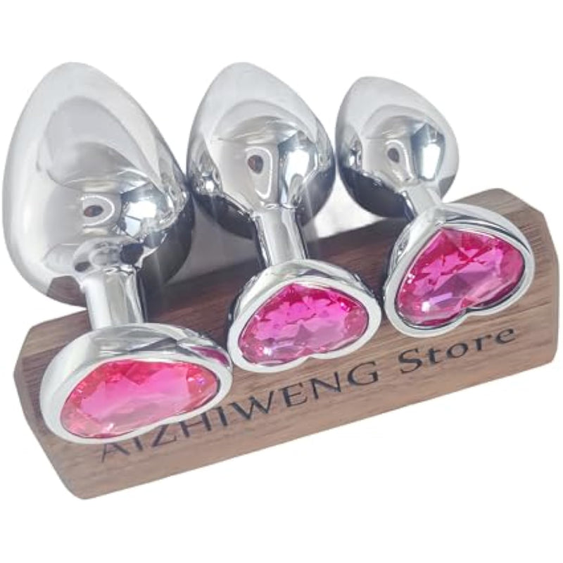 Metal Anal Plug Set, 3Pcs - Sex Toys For Adults, Premium Adult Toys, Durable Anal Toys For Beginners To Advanced Users (Rose Red)