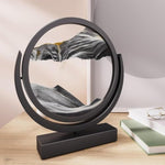 7in Round Moving Sand Art Picture, Black Sandscape Decor