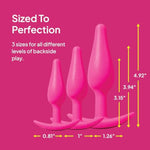 Hello Tush Pops - Butt Plug Training Set - 3 Sizes For All Levels Of Anal Play - Tapered Tip With Flared T-Base - Body-Safe Silicone, Adult Sex Toy For Men, Women And Couples