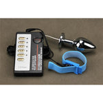 Bullet Metal Electric Shock Anal Plug Male Elastic Adjustable Penis Ring Electric Shock Cock Ring Set Male Anal Plug Sex Toy