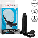 Original Accommodator Latex Dong – Hands Free Strap On Probe For Couples – Adult Dildo Sex Toys - Black