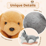 6 Pcs Bulk Stuffed Animals, 11" Fluffy Assorted Stuffed Puppy Plush Toys For Kids, Dog Doll Set For Dog Themed Party Favors Gift (Lying)