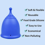 Menstrual Cups - Large Reusable Period Cup for Heavy Flow (Blue)