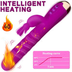 Telescopic Heating Tongue Licking Vibrators, Thrusting G Spot Rabbit Vibrator, 10 Tongue Licking Vibration Modes & 3 Stretching Modes, Adult Sex Toys For Women (Purple)