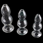 Crystal Calabash Shape Transparent Anal Plug Peephole Clear Hollow Glass Butt Plug Sex Toy(L)