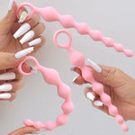 Anal Beads, Silicone Flexible Anal Chain Butt Plug With 7 Gradual Balls And Pull Loop Prostate Massager G-Spot Stimulator Anal Training Sex Toy For Beginner 8.23 Inch, Pink