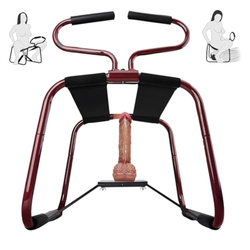 Sex Chiar Set, Sex Position Enhancer Chair With Adjustable Handrail And Realistic Dildo, Sex Furniture Sex Bench For Couples Adult Love, Portable Bdsm Novelty Riding Sex Toy For Sm Game (Red)