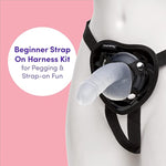 Strap On Dildo & Harness Kit - 8 Inch Strap On Dildo For Couples - Suction Cup Strap On For Pegging - Adjustable Harness - Adult Sex Toy - Waterproof - Clear