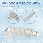 Reusable Penis Sleeve With Cock Ring Sex Toys,Ultra-Soft Silicone Penis Cuff Thickened Testicle Ring Male Adult Sex Toys,Penis Extender And Penis Enlarger For Men (Transparent)