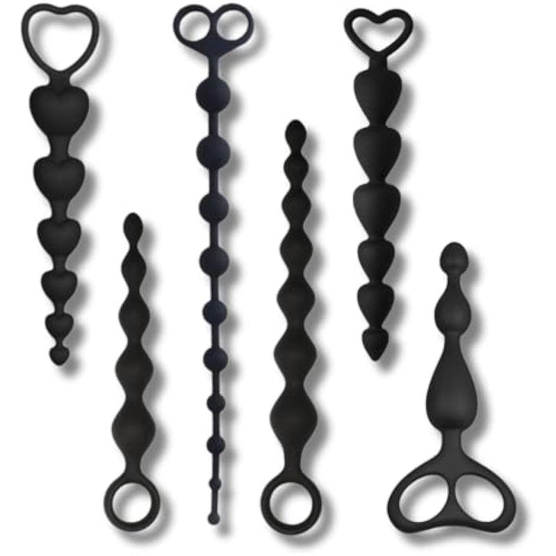 Anal Training Set 6 Pcs Combo Set Anal Plug Anal Beads Size Range From Small To Medium Variant Bead Shape Combination
