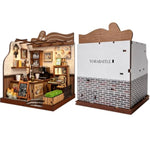 DIY Miniature House Kit, 3D Wooden Book Nook Puzzle, Rustic Farmhouse Café