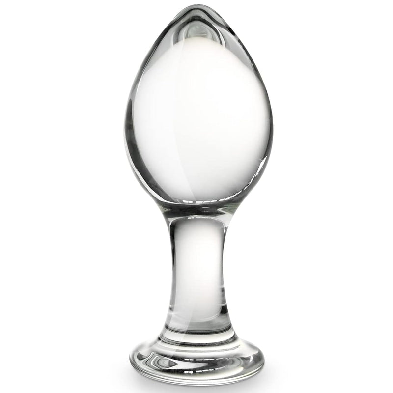 Anal Butt Plug Glass Anal Trainer With Long Neck Crystal Pleasure Wand With Tapered Head Unisex Adult Sex Toy For Men Women Play (L)