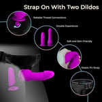 Strap On Dildo Adult Sex Toys, Wearable Strapon Harness With 2 Removeable Realistic Silicone Anal Small Dildo, Adjustable Dildo Harness For Couples' Pegging, Perfect For Beginners - Vibrant Purple