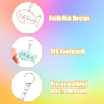 24 Pcs Wooden Jesus Fish Keychains, Color Your Own Christian Craft for Kids