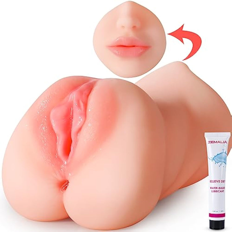 3 In 1 Male Masturbator Adult Sex Toys, 3D Textured With Sexy Mouth Realistic Vagina Tight Anus, Mens Stroker Sex Doll For Man Masturbation