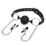 Bdsm Silicone Breathable Ball Gag With Nipple Clamps For Adult Bondage And Restraint Sex Play Props For Couples Of Both Genders And Beginners