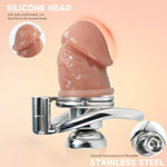 Flat Chastity Cage With Penis Dildo Small Inverted Adult Sissy Cock Cages Metal Chastity Lock Negative Sm Bondage Device Sex Toys For Men And Couple (401-Flesh Color-S-55Mm)