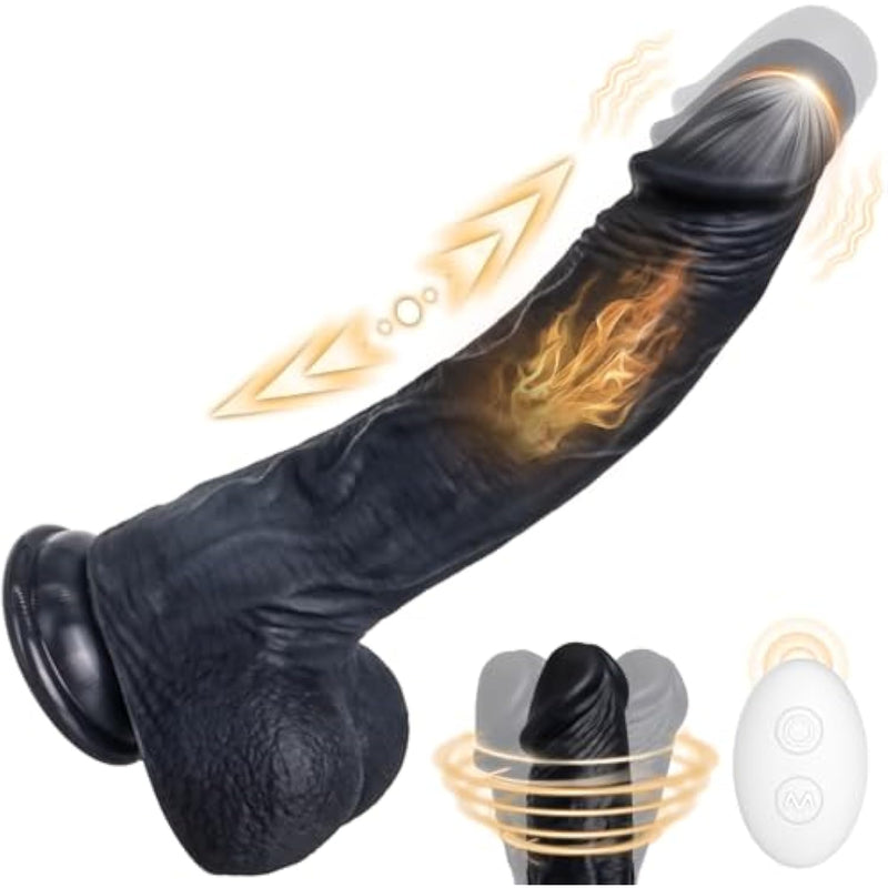 6In1 Thrusting Dildo Vibrator Adult Sex Toys Realistic Silicone Suction Cup Dildos With 3 Vibration 5 Thrust Modes With Roating,Remote Control Vibrators Adult Sex Toys & Games For Women Men (Black)