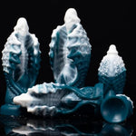 Soft Fantasy Dildo, Abstract Art, Blue And White Gradient Scale Design, Silicone Toy That Stimulates The G-Spot, Suitable For Women And Couples.
