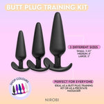 Anal Butt Plug Training Kit – 3 Sizes (Small, Medium, Large), Silicone, Waterproof, Flexible & Body-Safe, Beginner To Advanced Butt Plug Trainer Set (Black)