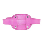 Leather Lockable Ball Gag W/Lock Bondage Fetish Restraint Slave Roleplay Gimp 4 (Hot Pink, Long)