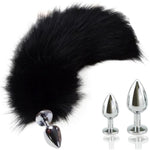 Anal Plug For Cosplay Stainless Steel Real Fox Tail Anal Plug Sex Toys Tail Plug Balck-Tail