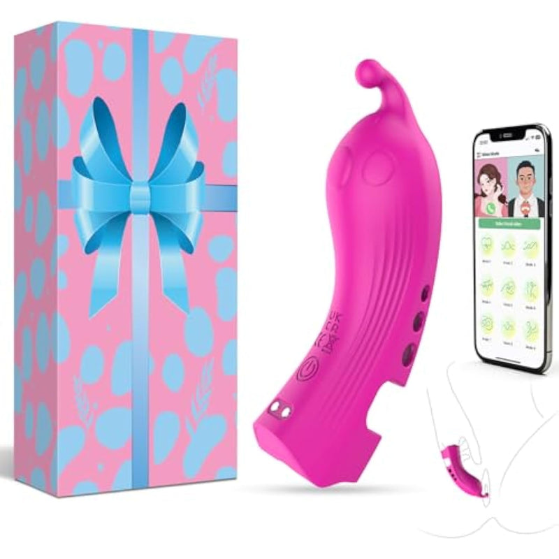 Adult Sex Toy Finger Vibrator For Couples - Mini Female Vibrator With App & 9 Powerful Vibrating Modes - Rechargeable Waterproof - Quiet G-Spot Nipple Clit Stimulator For Women Pleasure (Rose)