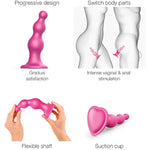 Dildo Plug Beads - Flexible Silicone Anal Dildo With Progressive Metallic Design - Waterproof Anal Sex Toy For Women, & Men - 100% Body-Safe Silicone Anal Beads (Raspberry - Small)