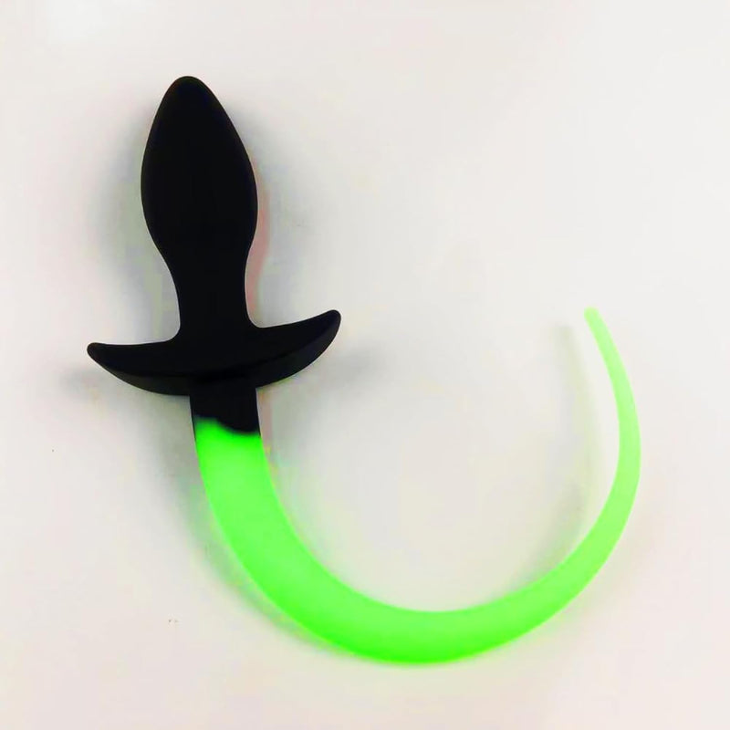 Sexy Toys, Silicone Anal Plug With Dog Puppy Tails/Prostate Massage Anus Dilator Anal Ball For Beginner Men Women/Butt Plug Trainer Kit - Fluorescent Green Yeguanggouweiba