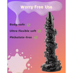 9.3'' Monster Thrusting Dildo, Octopus Tentacle Design With Suction Cup, Huge Fantasy Knot Dildo For Women, Men, Couples - Black