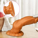 Realistic Dildo G-Spot Massage Thick Animal Horns Penis Liquid Silicone Monster Anal Plugs Buttplug With Oval Suction Cup Base For Men Women Adult Sex Toys (L)