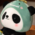 Plush Panda Stuffed Animal In Dinosaur Costume, White And Green, Soft Plush Material, 14 Inch, With Mini Dino Accessory (Dinosaur Panda)