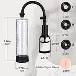Manual Penis Enlarger Device for Men with Lifelike Vagina Sleeve and Suction Sleeves in Three Sizes
