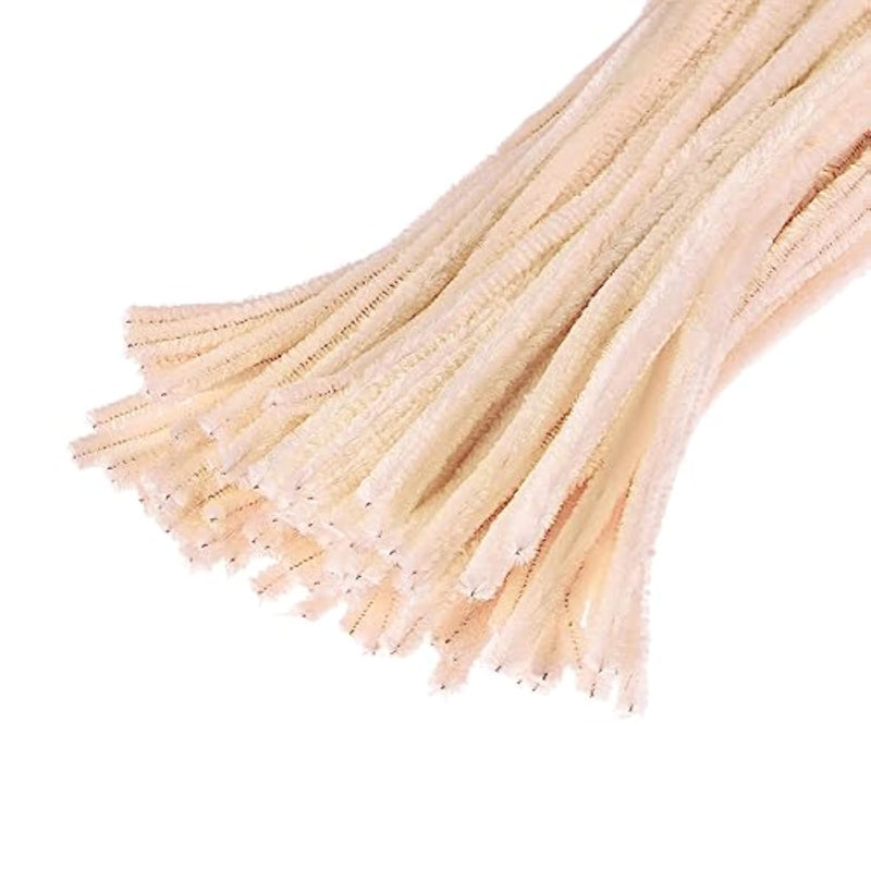 100 Pcs Beige Pipe Cleaners, 12 Inch Chenille Stems for DIY Crafts