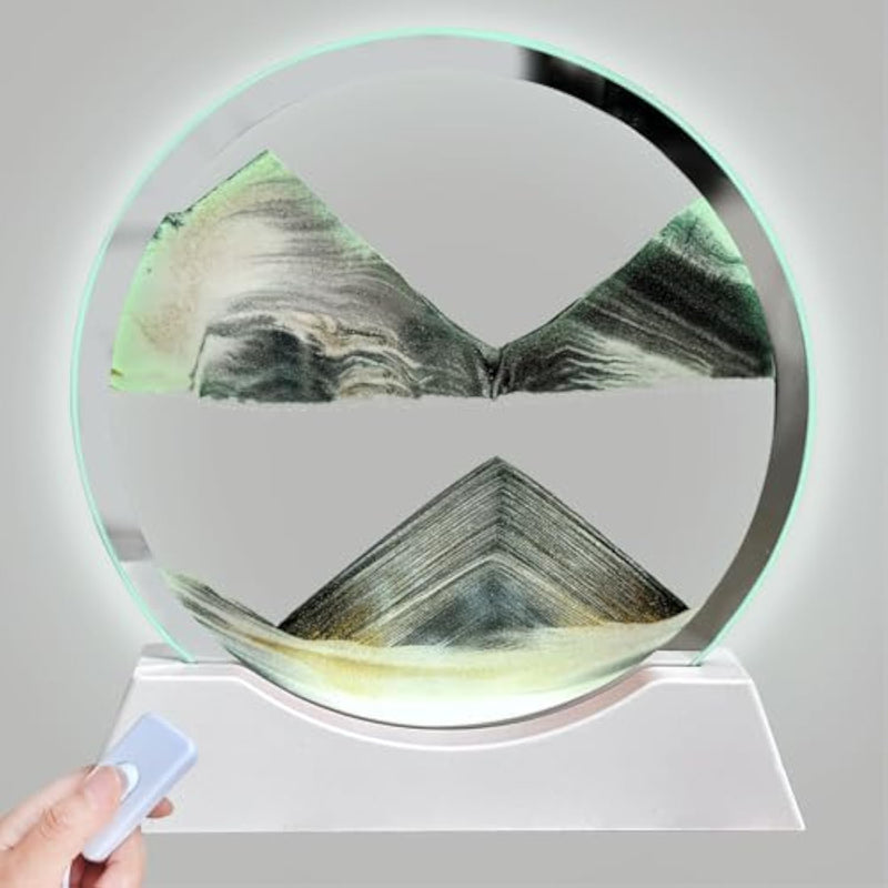 7 Inch Moving Sand Art Picture with Light, 3-Color Deep Sea Desktop Decor