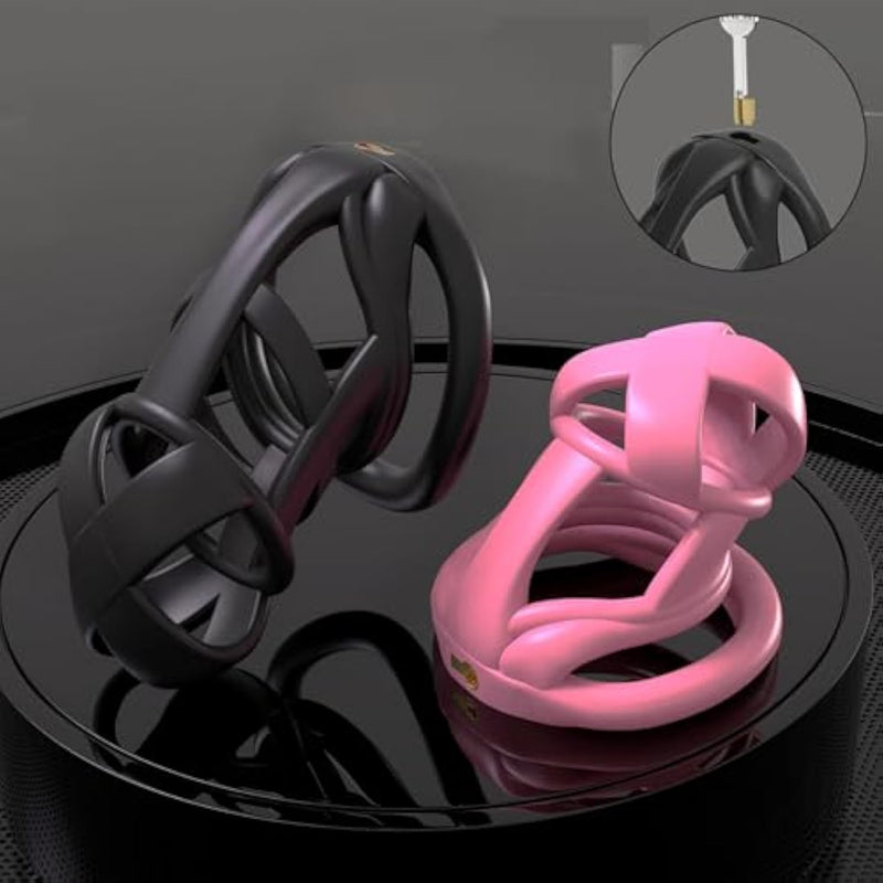 Male Chastity Cage Penis Cage Sissy Chastity Cage Pink Chastity Devices Black Lock Design Small Cock Cage Bdsm Toys For Couples Sex(A610 (S,Pink)