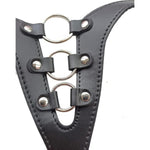 Women's Adjustable Chastity Belt Harness with 3 Rings and PU Leather Strap, Sm Fetish Slaves Erotic Restraints for Butt Plug and Dildo Play