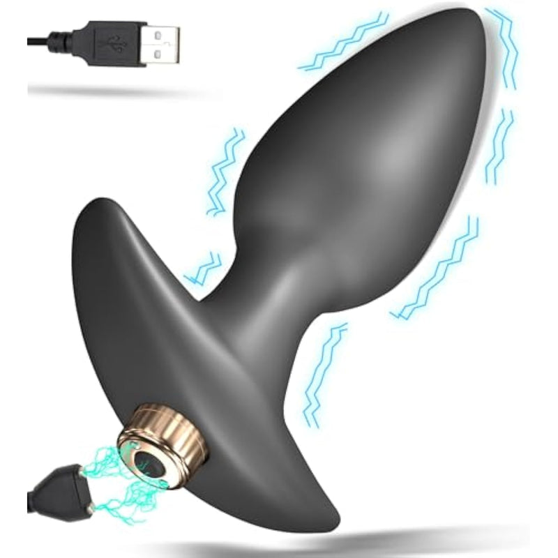 Anal Plug Vibrator - Silicone Cone Butt Plug Dilator With Curved Base & Slender Waist - 16 Vibration Modes - Usb Charging - 5.82 X 1.77 Inch Prostate Massager Sex Toy For Women Men Masturbation (L)