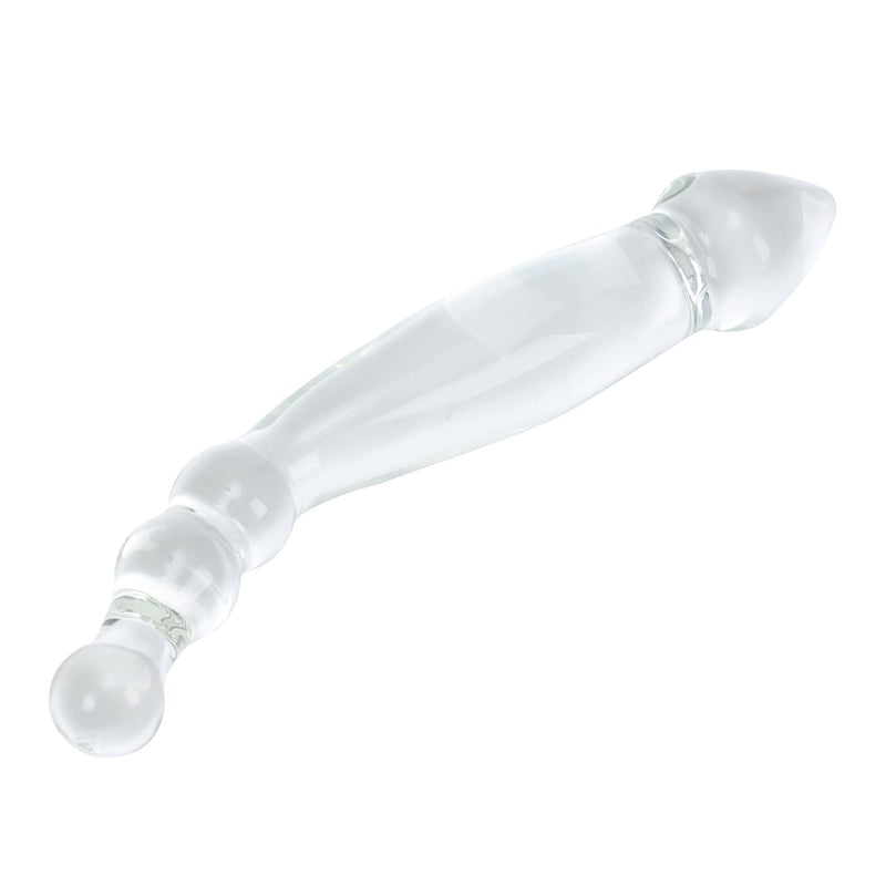 9" Large Glass Dildo Crystal Penis G-Spot Stimulator With Anal Bead Plug Anus Sex Toy