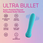 Ultra Bullet Vibrators - Discreet Female Sex Toy With 20 Powerful Vibration Modes - Waterproof, Whisper Quiet, Extra Soft Mini Bullet Vibrator Adult Toys With Usb Magnetic Charging (Aqua)