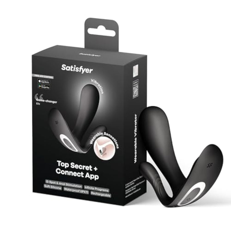 Top Secret+ Connect App Vibrator Sex Toy | Adult Toys For Women | Wearable Vibrator | Vibrating Sexual Pleasure Device | Stimulation Vibrators | Woman Sextoy (Black)