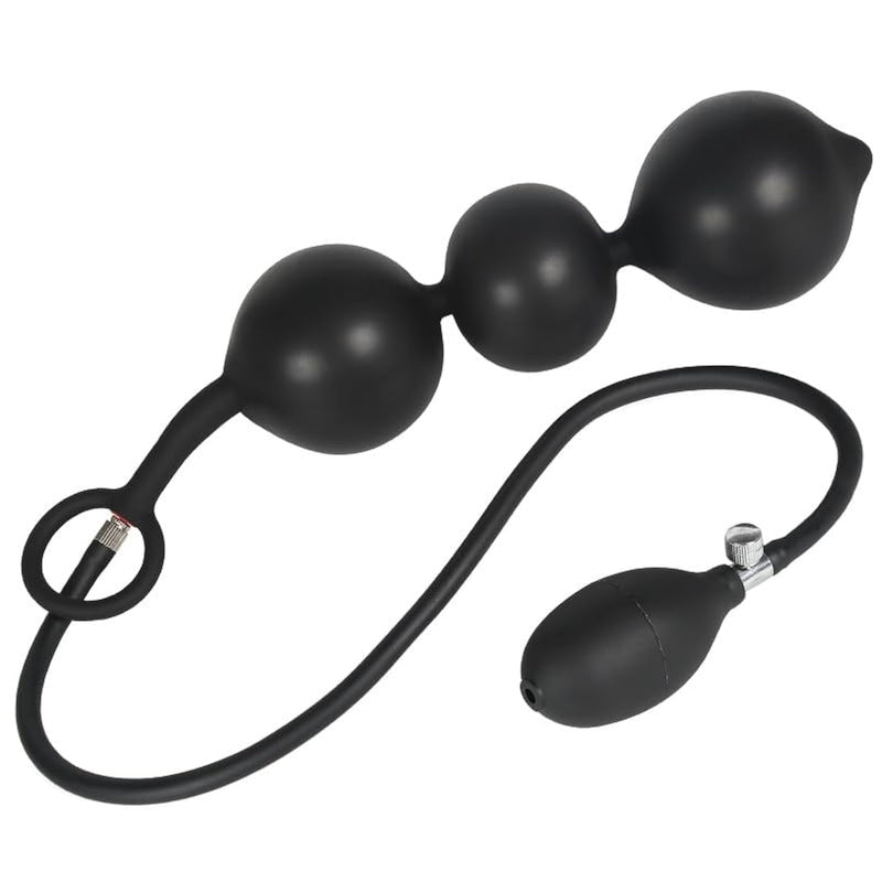 Silicone Wearable Inflatable Anal Beads, Prostate Massager with Safe Pull Ring