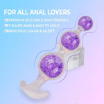 7.48'' Crystal Silicone Anal Beads,Dual Layer Large Butt Plug Adult Sex Toys,Graduated Glass Anal Plugs Soft Anal Trainer For Women Men Couple Gay (Purple)