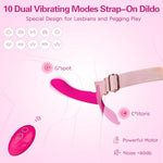 Strap-On Vibrating Dildo Sex Toys | Adjustable Harness Strap-On Dildos with 10 Dual Vibration, Remote Control G Spot Vibrator & Clitoral Stimulation, Adult Toy for Female Couple