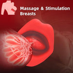 2 In 1 Women Sex Toy Sucking/Licking Vibrator And Thrusting Dildo For Woman Thick Lips Sucking Flexible Tongue Licking And Dildo Vibrator For Clitoris G-Spot Vagina Nipples Anus Gift For Women