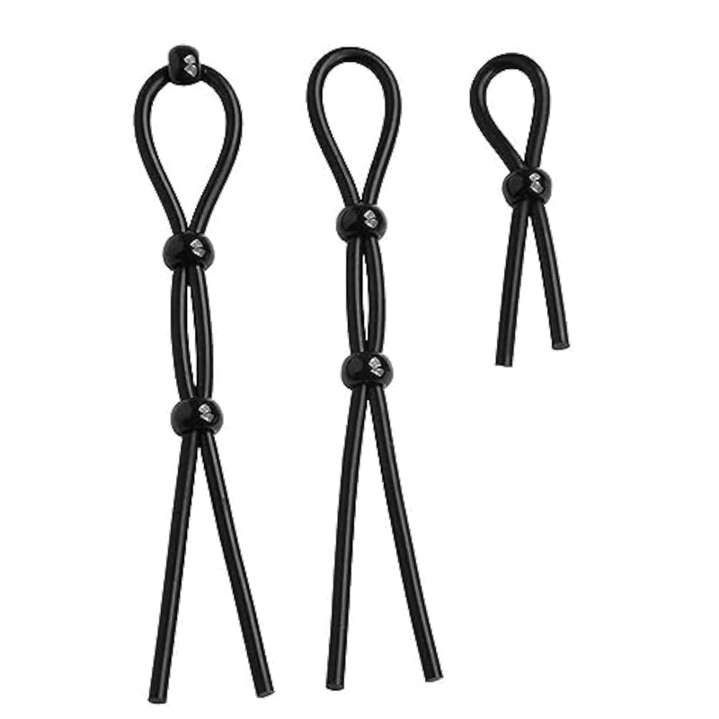 Adjustable Penis Ring Set,Silicone Beaded Penis Rope,3 Pcs Different Sizes For Male Lock Loop Enhancing Tie,Stretchy Lasso Delay Trainer Adult Sex Toys For Men Or Couple Game Tools Gift