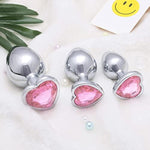 3 Pcs Luxury Jewelry Design Fetish Heart Metal Anal Butt Plug(Pink)